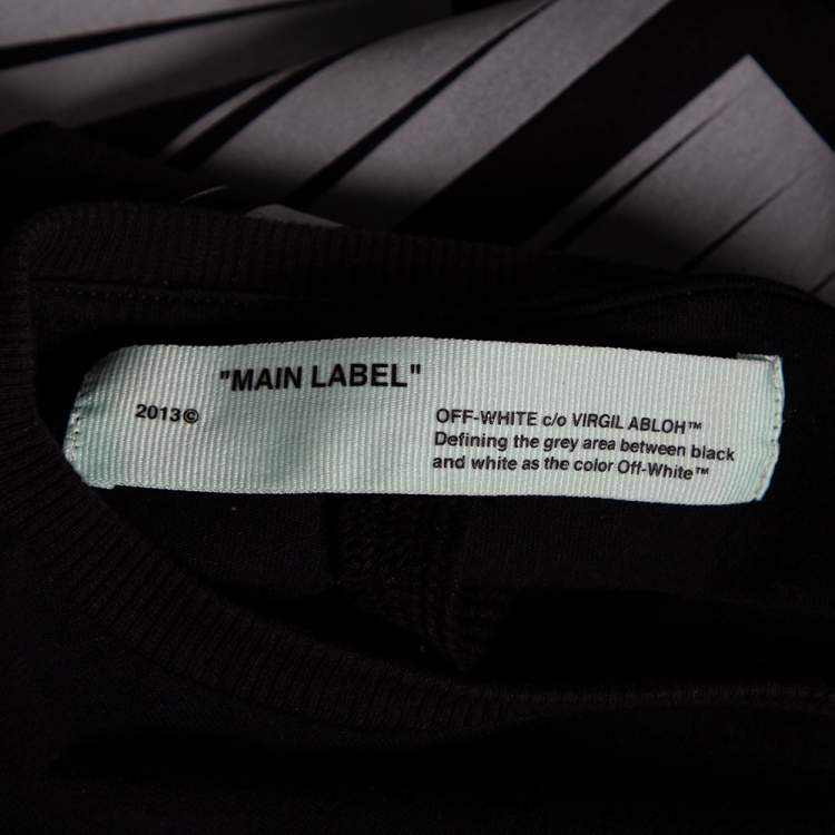 Pre Owned Off-White Black Logo Printed Cotton Short Sleeve T-Shirt S