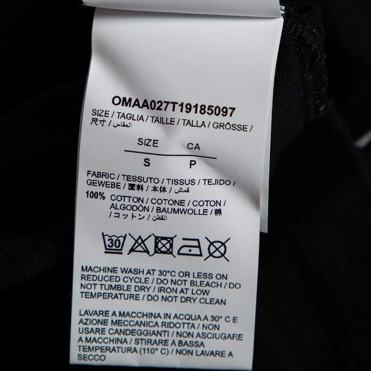 Pre Owned Off-White Black Logo Printed Cotton Short Sleeve T-Shirt S