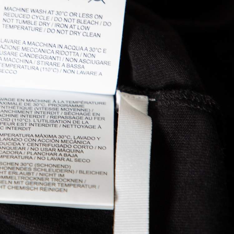 Pre Owned Off-White Black Cotton Logo Printed Short Sleeve Crewneck T-Shirt L