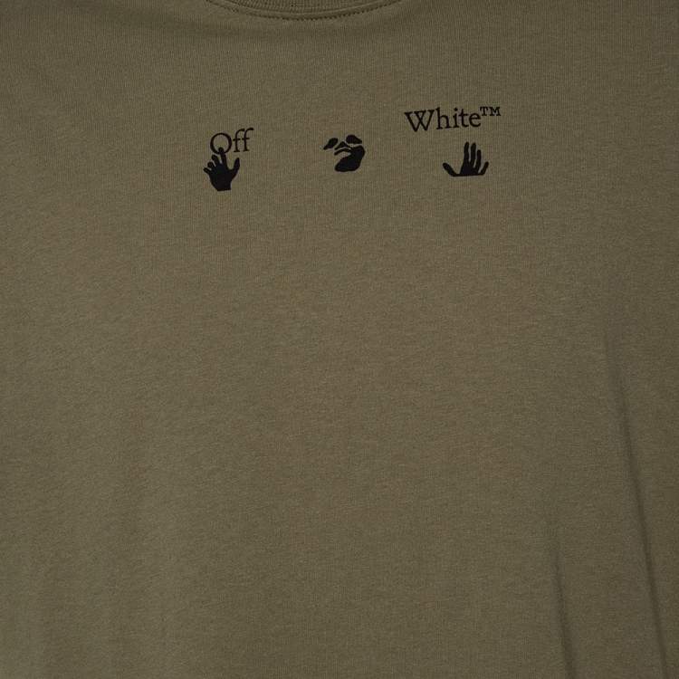 Pre Owned Off-White Green Negative Arrow Print Cotton Short Sleeve T-Shirt L