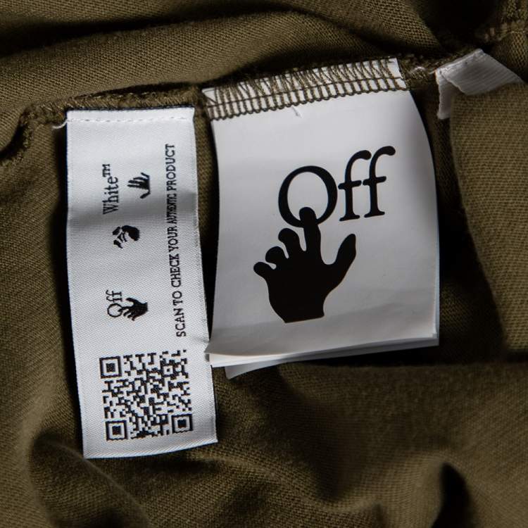 Pre Owned Off-White Green Negative Arrow Print Cotton Short Sleeve T-Shirt L