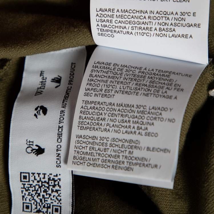 Pre Owned Off-White Green Negative Arrow Print Cotton Short Sleeve T-Shirt L