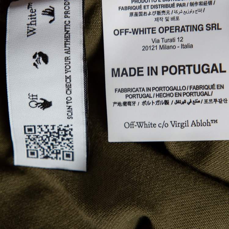 Pre Owned Off-White Green Negative Arrow Print Cotton Short Sleeve T-Shirt L