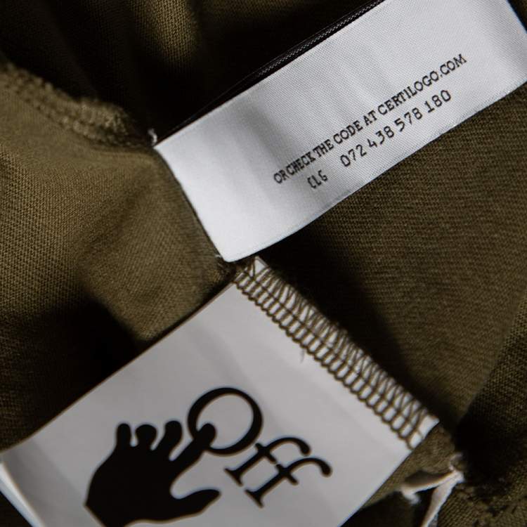 Pre Owned Off-White Green Negative Arrow Print Cotton Short Sleeve T-Shirt L