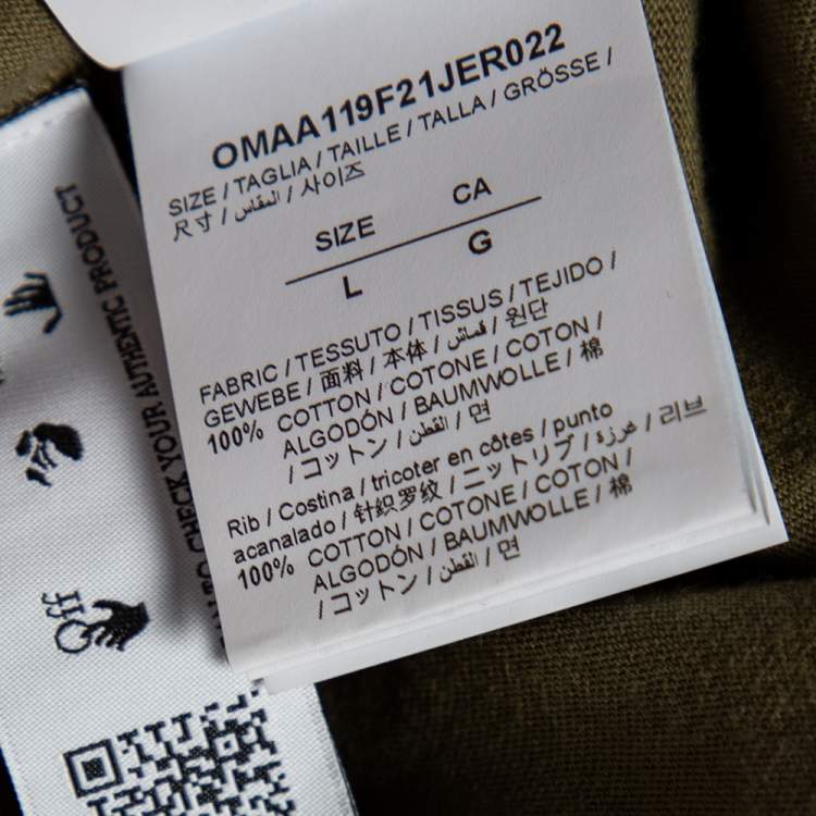 Pre Owned Off-White Green Negative Arrow Print Cotton Short Sleeve T-Shirt L