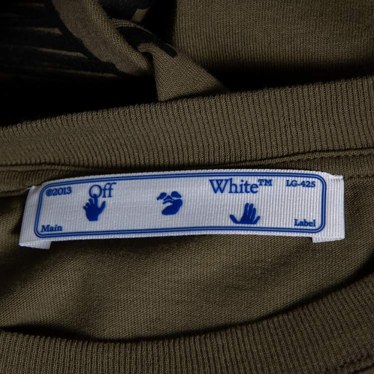 Pre Owned Off-White Green Negative Arrow Print Cotton Short Sleeve T-Shirt L