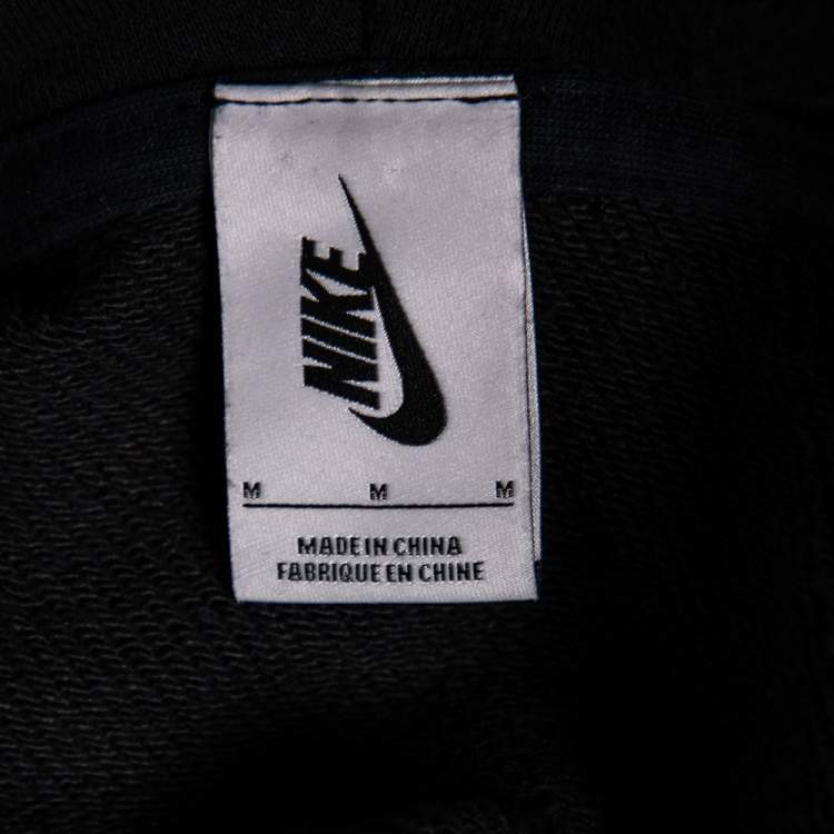 Pre Owned Nike x Off-White Black Printed Cotton Knit Hooded Sweatshirt M