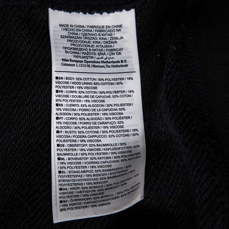 Pre Owned Nike x Off-White Black Printed Cotton Knit Hooded Sweatshirt M