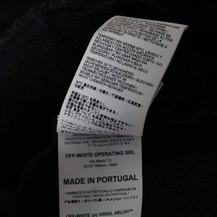 Pre Owned Off-White Black Cotton Diag Logo Printed Hoodie L