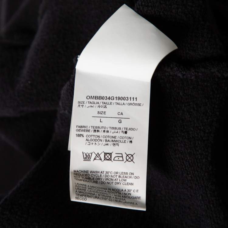 Pre Owned Off-White Black Cotton Diag Logo Printed Hoodie L