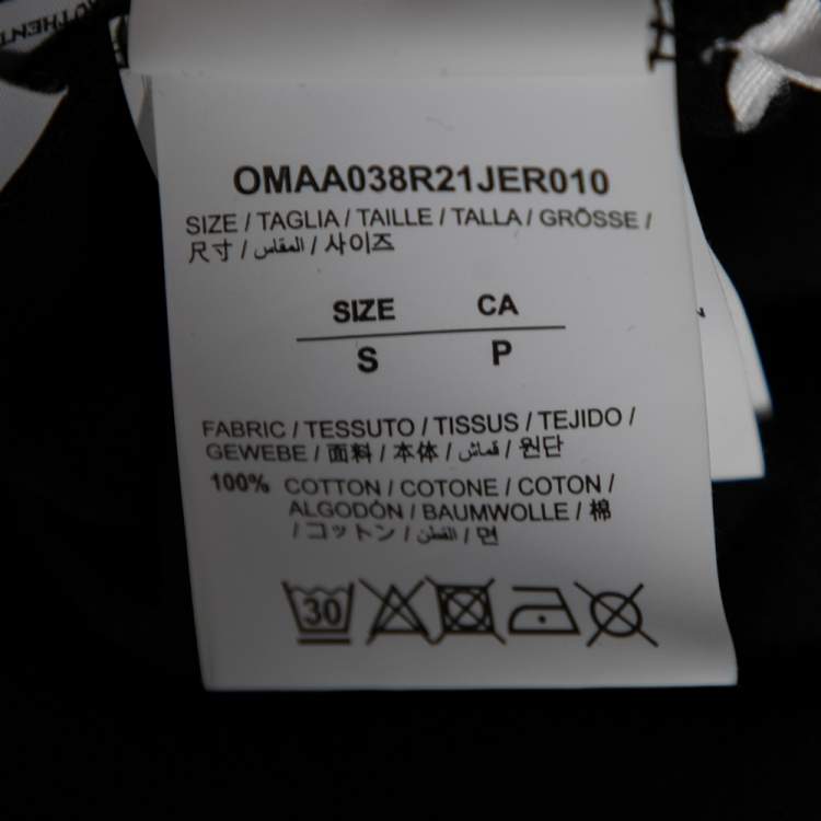 Pre Owned Off-White Black Cotton  Allover Logo Printed Oversized T-Shirt S