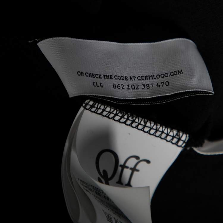 Pre Owned Off-White Black Cotton  Allover Logo Printed Oversized T-Shirt S