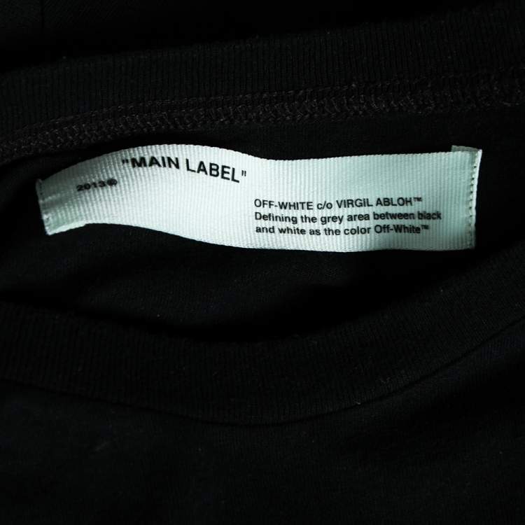 Pre Owned Off-White Black Printed Cotton Short Sleeve T-Shirt XL