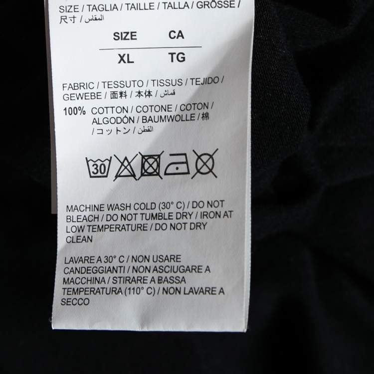 Pre Owned Off-White Black Printed Cotton Short Sleeve T-Shirt XL