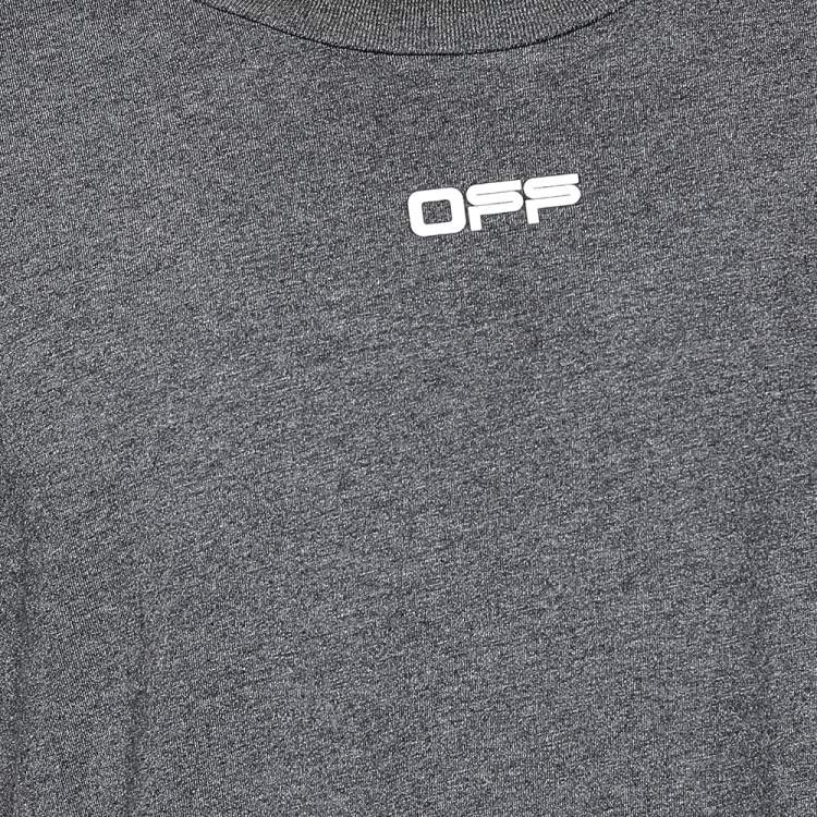 Pre Owned Off-White Grey Cotton Knit Logo Print T-Shirt XL