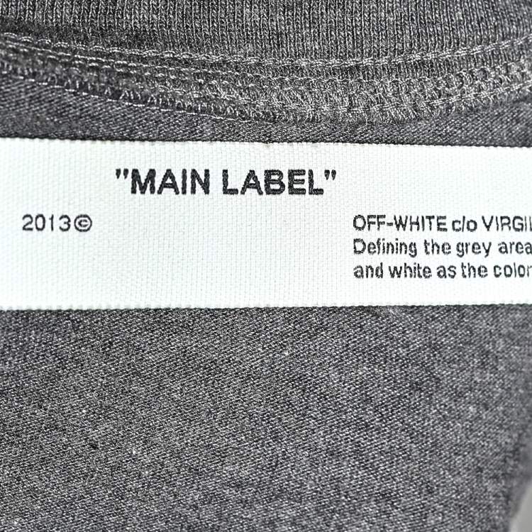 Pre Owned Off-White Grey Cotton Knit Logo Print T-Shirt XL
