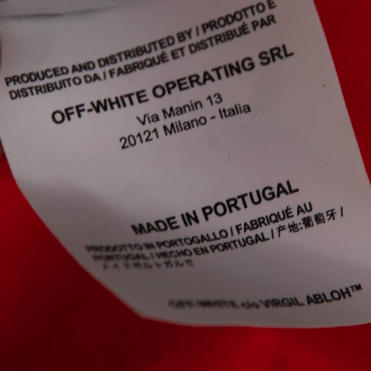 Pre Owned Off-White Red Logo Printed Cotton Oversized T-Shirt M 