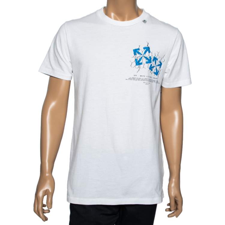 Pre Owned Off White Cotton Fence Oversized Crew Neck T-Shirt M