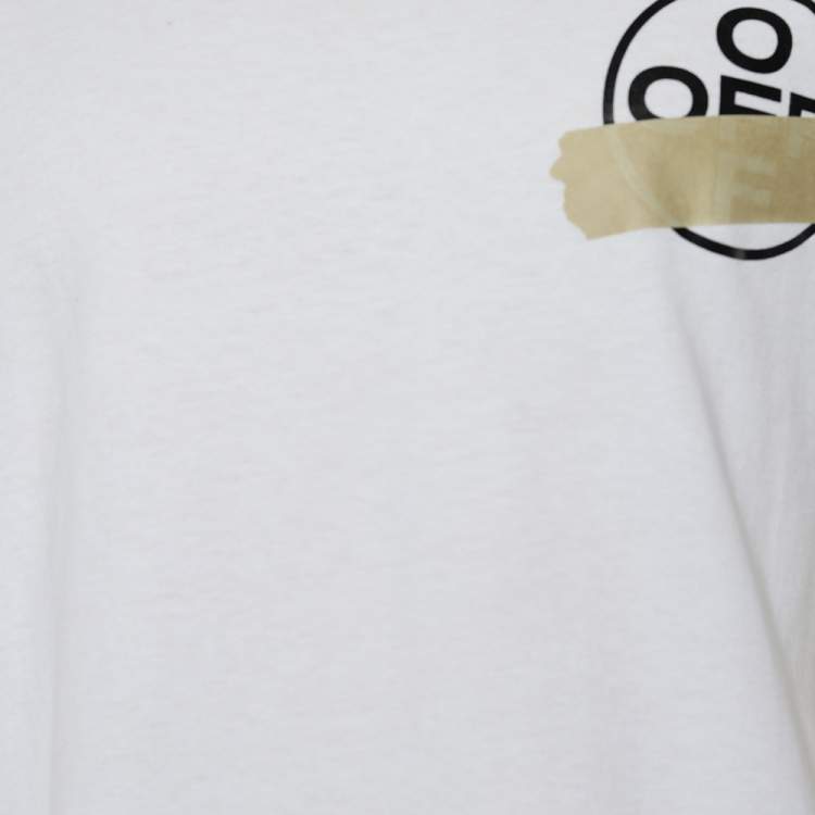 Pre Owned Off-White White Knit Taped Arrows Print T-Shirt M