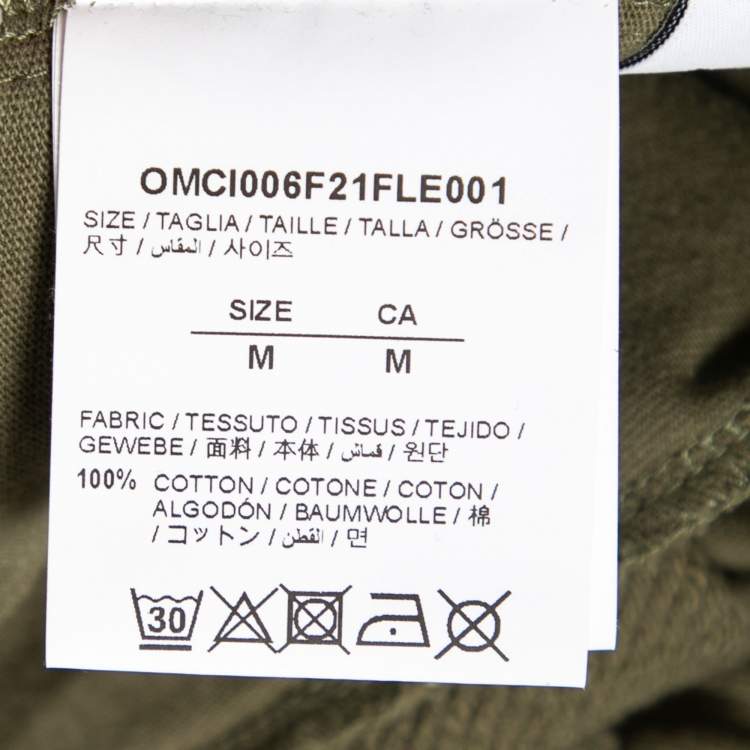 Pre Owned Off-White Khaki Cotton Logo Appliqued Shorts M 