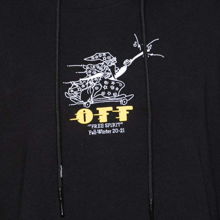 Pre Owned Off-White Black Cotton Free Wizard Layered Long Sleeve Hoodie M