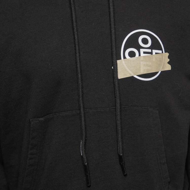 مملوكة مسبقًا Off-White Black Cotton Logo Arrows Printed Hoodie S