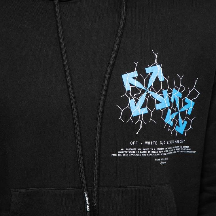 Pre Owned Off-White Black Fence Arrows Printed Cotton Hoodie S