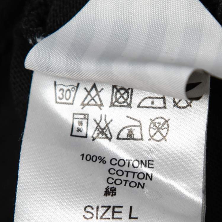 Pre Owned Off-White Black Cotton Eagle Embroidered Short Sleeve T-Shirt L