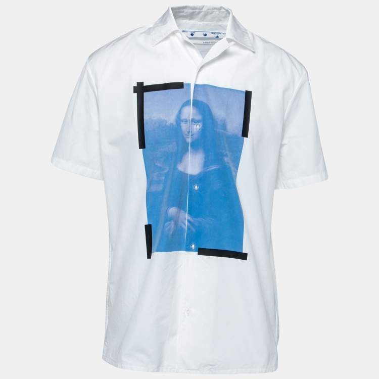 Pre Owned Off-White White Cotton Monalisa Holiday Printed Shirt L