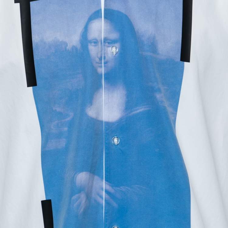 Pre Owned Off-White White Cotton Monalisa Holiday Printed Shirt L
