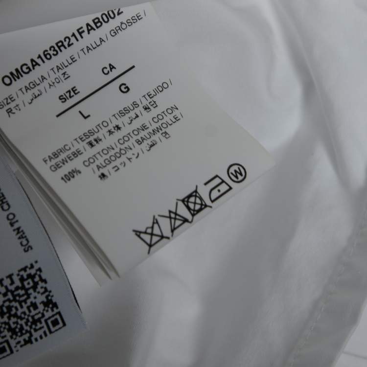 Pre Owned Off-White White Cotton Monalisa Holiday Printed Shirt L
