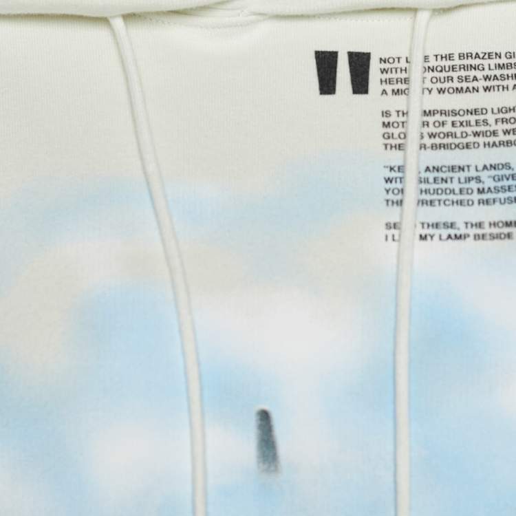 Pre Owned Off-White Off White Statue of Liberty Print Cotton Hooded Sweatshirt S