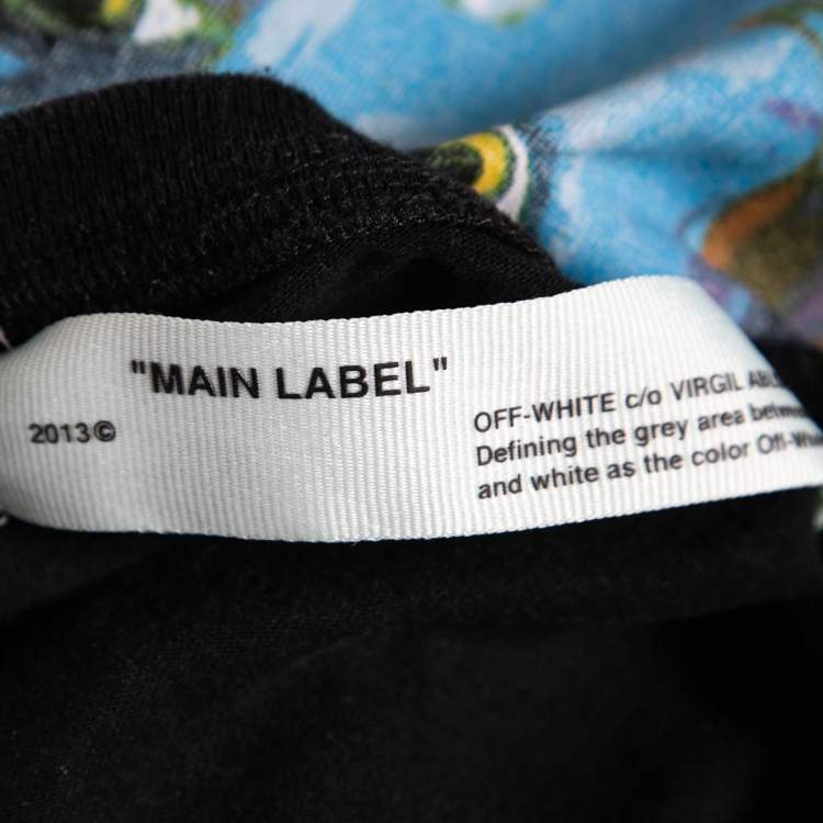 Pre Owned Off-White Black Print Cotton Crew Neck T-Shirt M