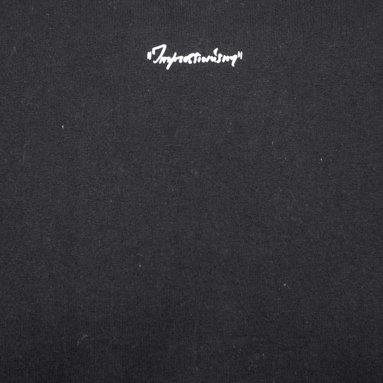 Pre Owned Off-White Black Print Cotton Crew Neck T-Shirt M