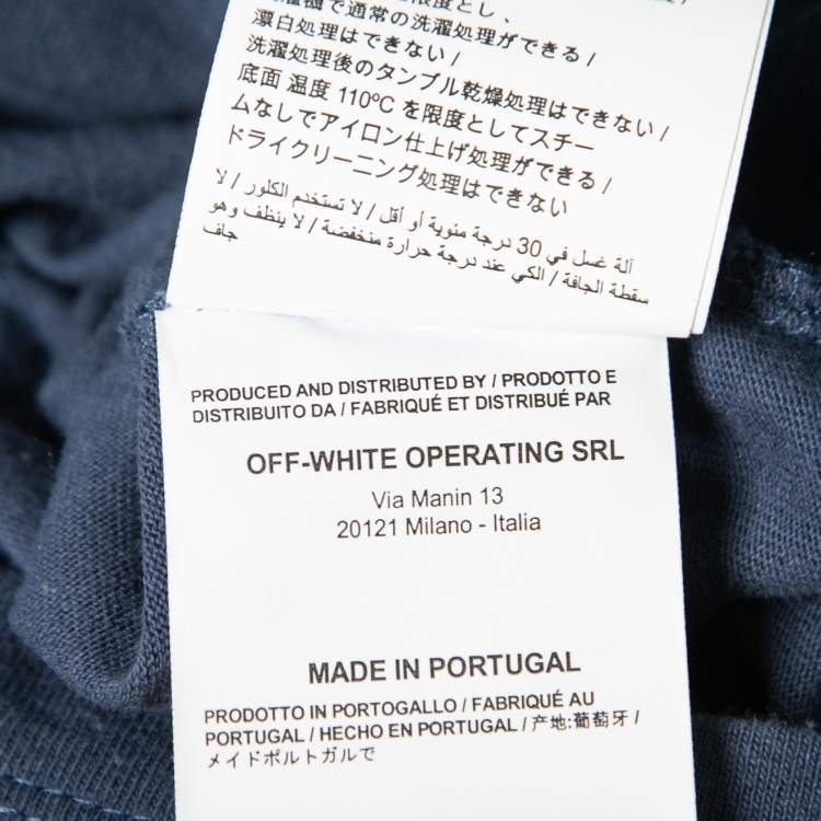 Pre Owned Off-White Blue Printed Cotton Short Sleeve T-Shirt S