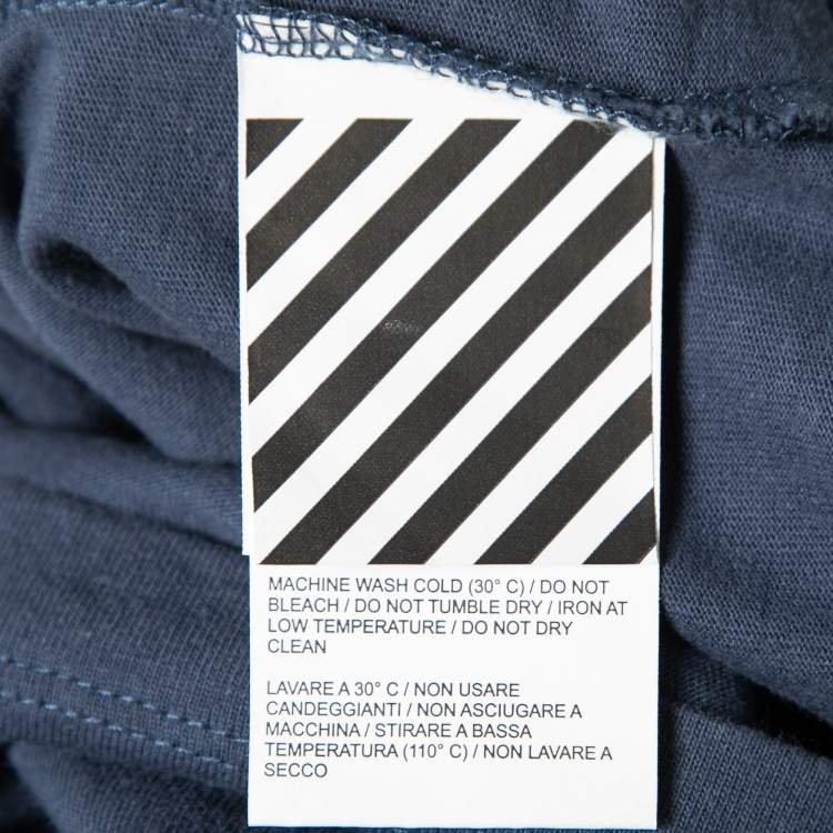 Pre Owned Off-White Blue Printed Cotton Short Sleeve T-Shirt S