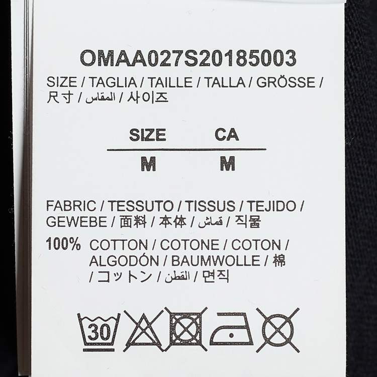 Pre Owned Off-White Black Cotton Jersey Airport Signage Print T-Shirt M