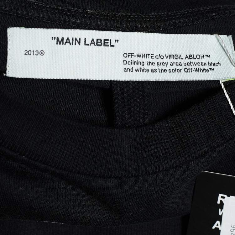 Pre Owned Off-White Black Cotton Jersey Airport Signage Print T-Shirt M