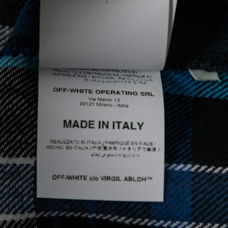 Pre Owned Off-White Blue Printed Checked  Flannel Shirt M