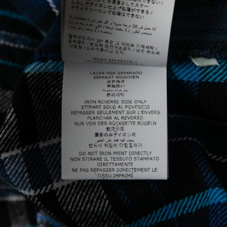 Pre Owned Off-White Blue Printed Checked  Flannel Shirt M