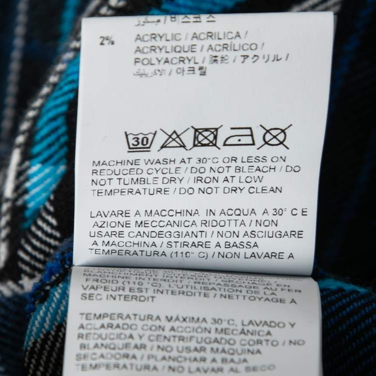 Pre Owned Off-White Blue Printed Checked  Flannel Shirt M
