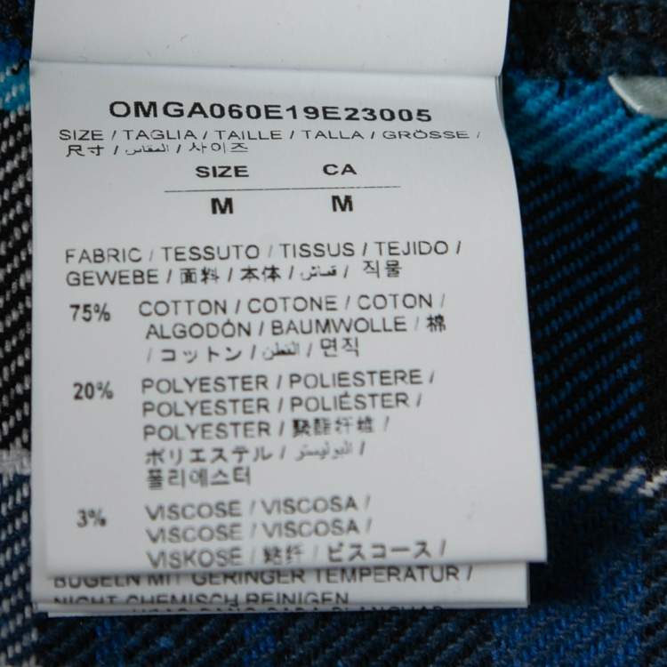 Pre Owned Off-White Blue Printed Checked  Flannel Shirt M