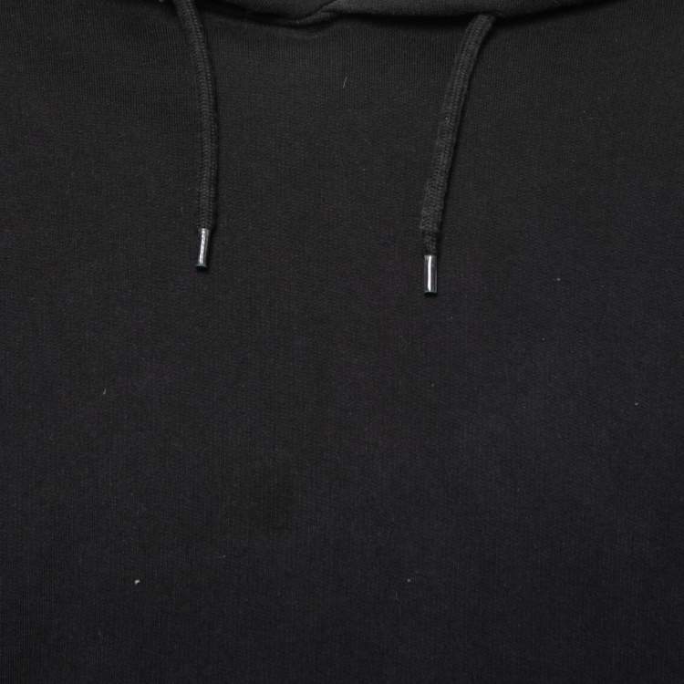 Pre Owned Off-White Black Cotton Blurred Logo Printed Long Sleeve Hoodie M