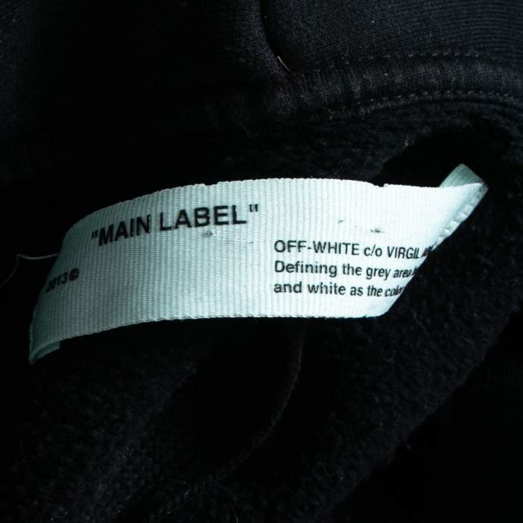 Pre Owned Off-White Black Cotton Blurred Logo Printed Long Sleeve Hoodie M
