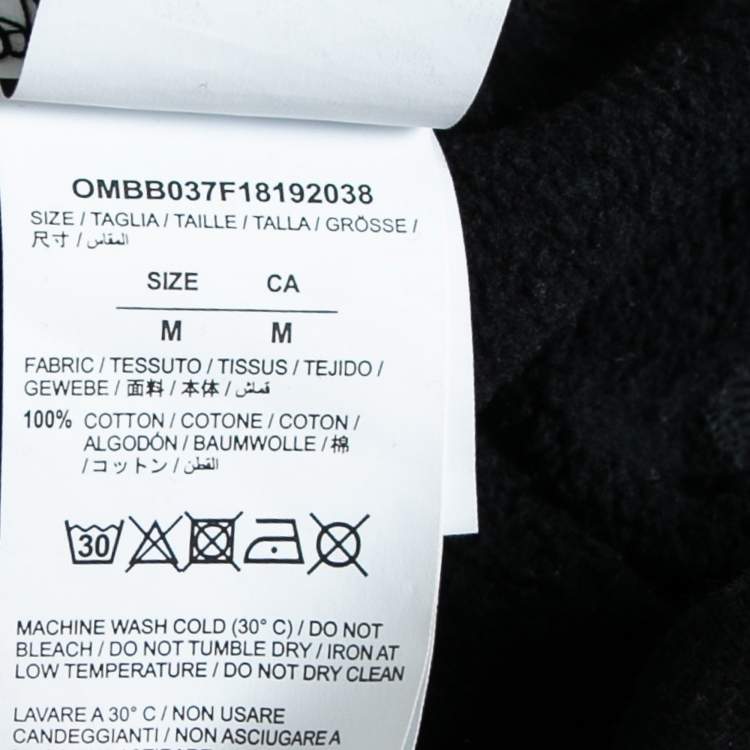 Pre Owned Off-White Black Cotton Blurred Logo Printed Long Sleeve Hoodie M