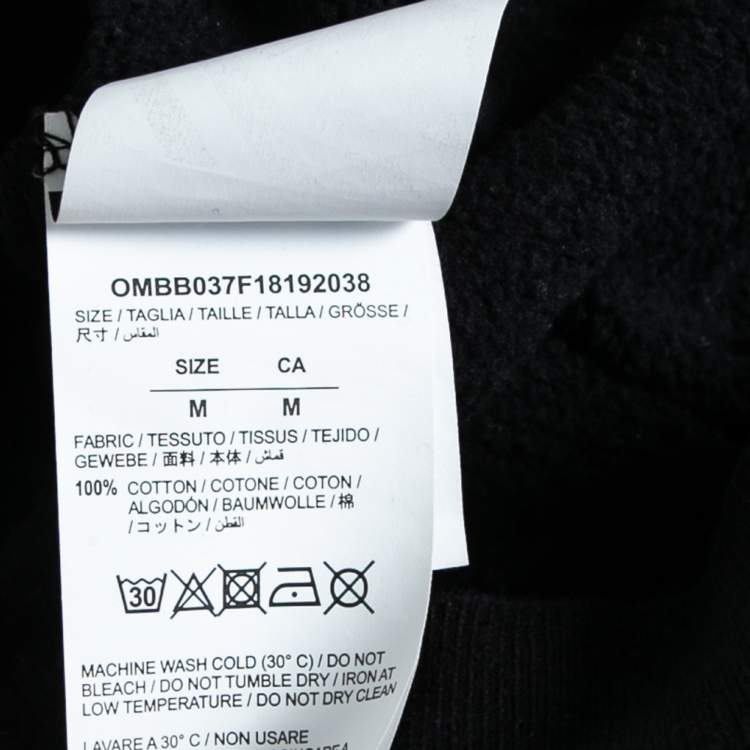 Pre Owned Off-White Black Cotton Blurred Logo Printed Long Sleeve Hoodie M