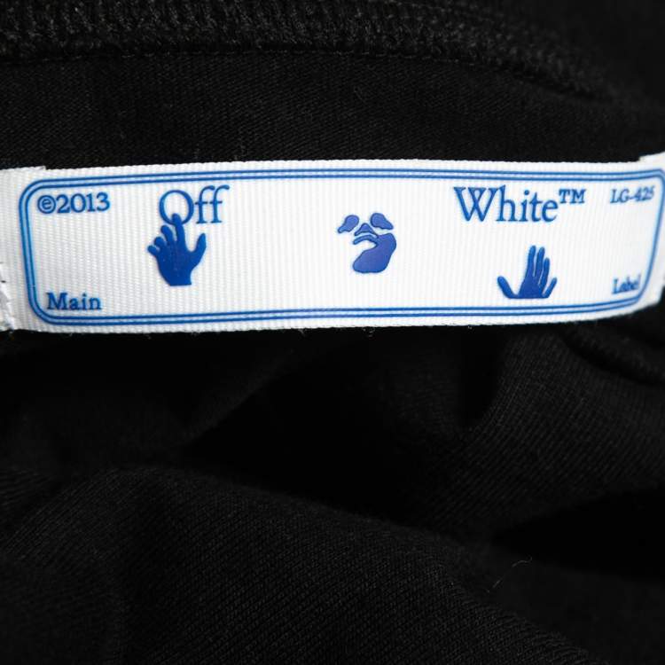 Pre Owned Off-White Black Logo Print Cotton T-Shirt 2XL