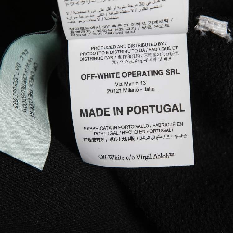 Pre Owned Off-White Black Logo Printed Cotton Hoodie S