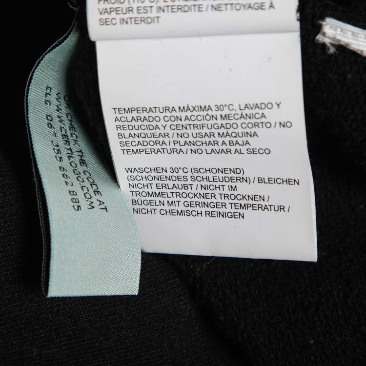Pre Owned Off-White Black Logo Printed Cotton Hoodie S