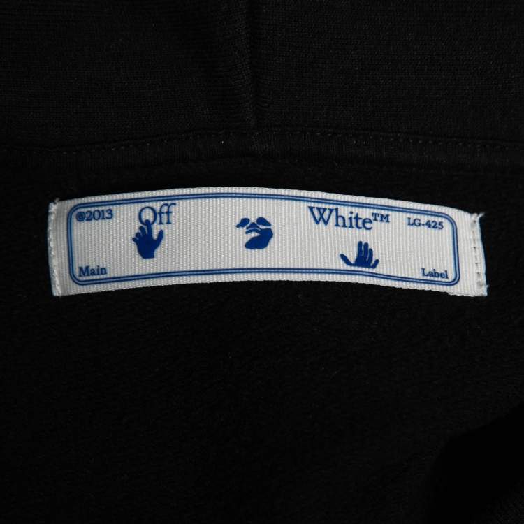 Pre Owned Off-White Black Logo Printed Cotton Hoodie S
